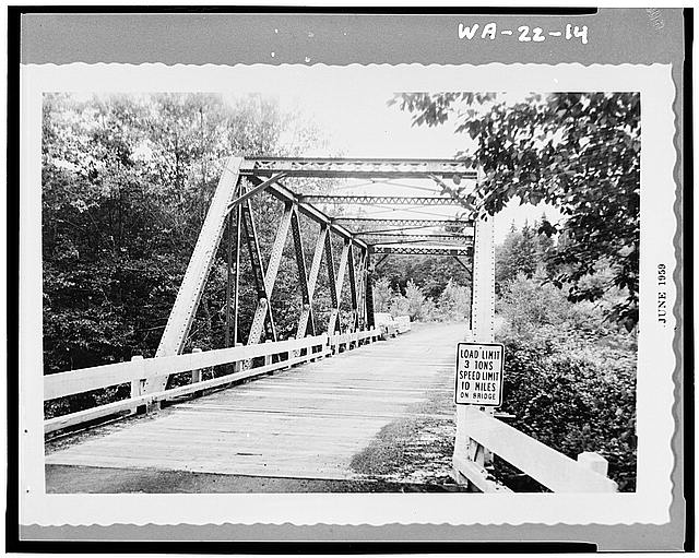 A black and white photograph of a bridge in Washington State, dated June 1959.