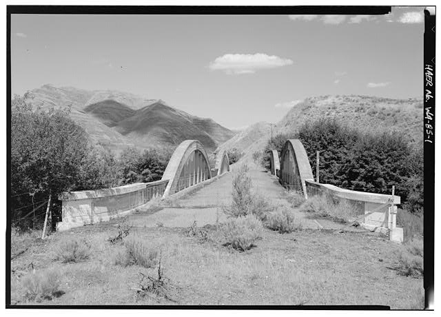 1. WESTERN PORTAL LOOKING NE BY 20 DEGREES - Indian Timothy Memorial Bridge, U.S. Route 12 spanning Alpowa Creek, Silcott, Asotin County, WA