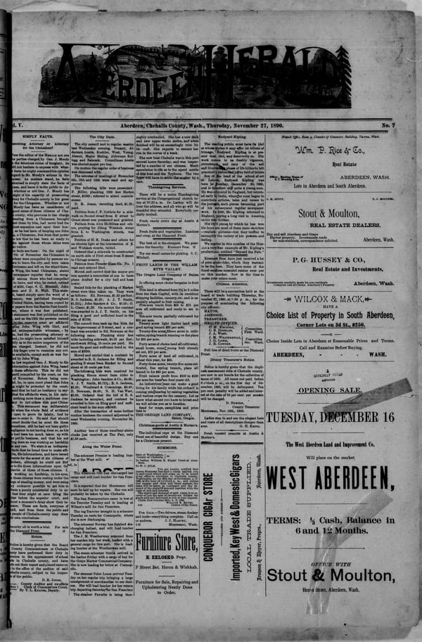 Newspaper page, 1890-11-27