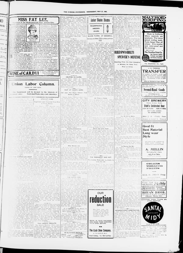 Newspaper page, 1903-05-27